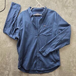 Hollister Epic Flex Stretch Button-Up Shirt Men’s XL Long Sleeve Blue